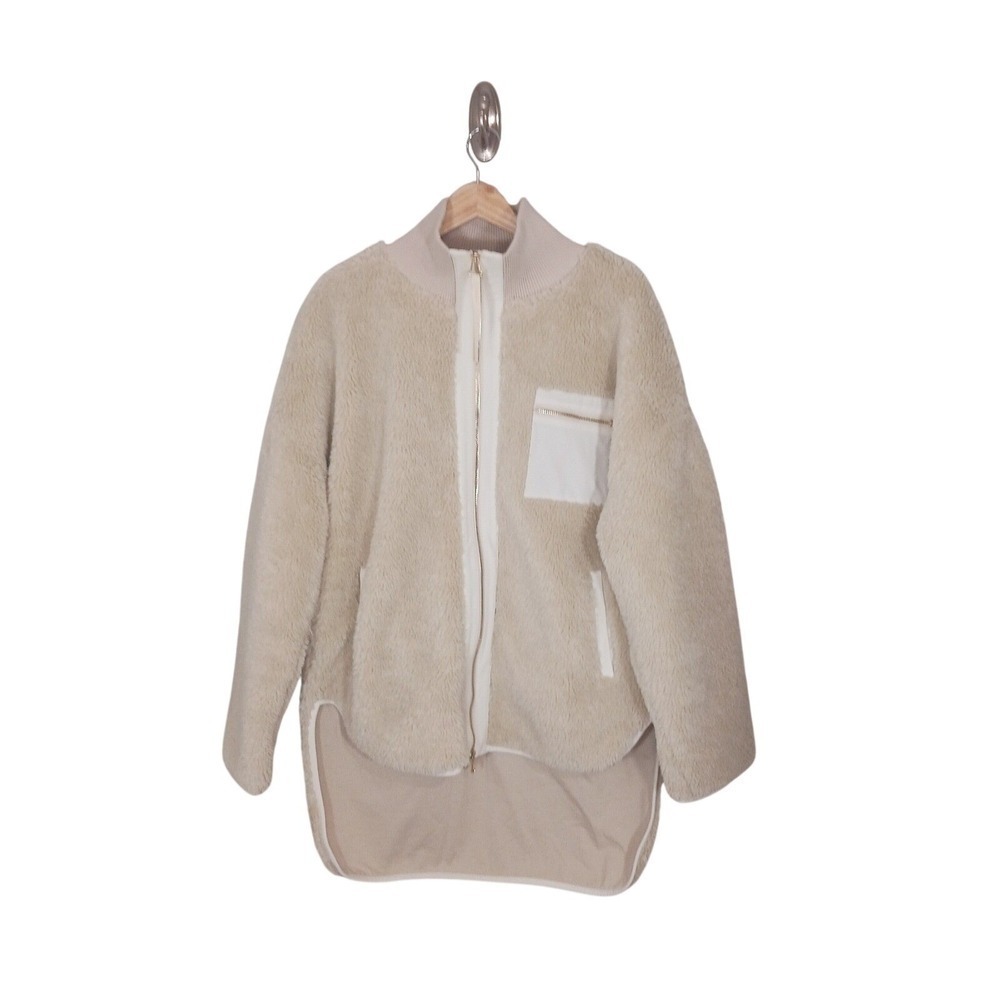 Varley Marney Sherpa Fleece Jacket Womens L Cream Oversized Zip Up Cozy